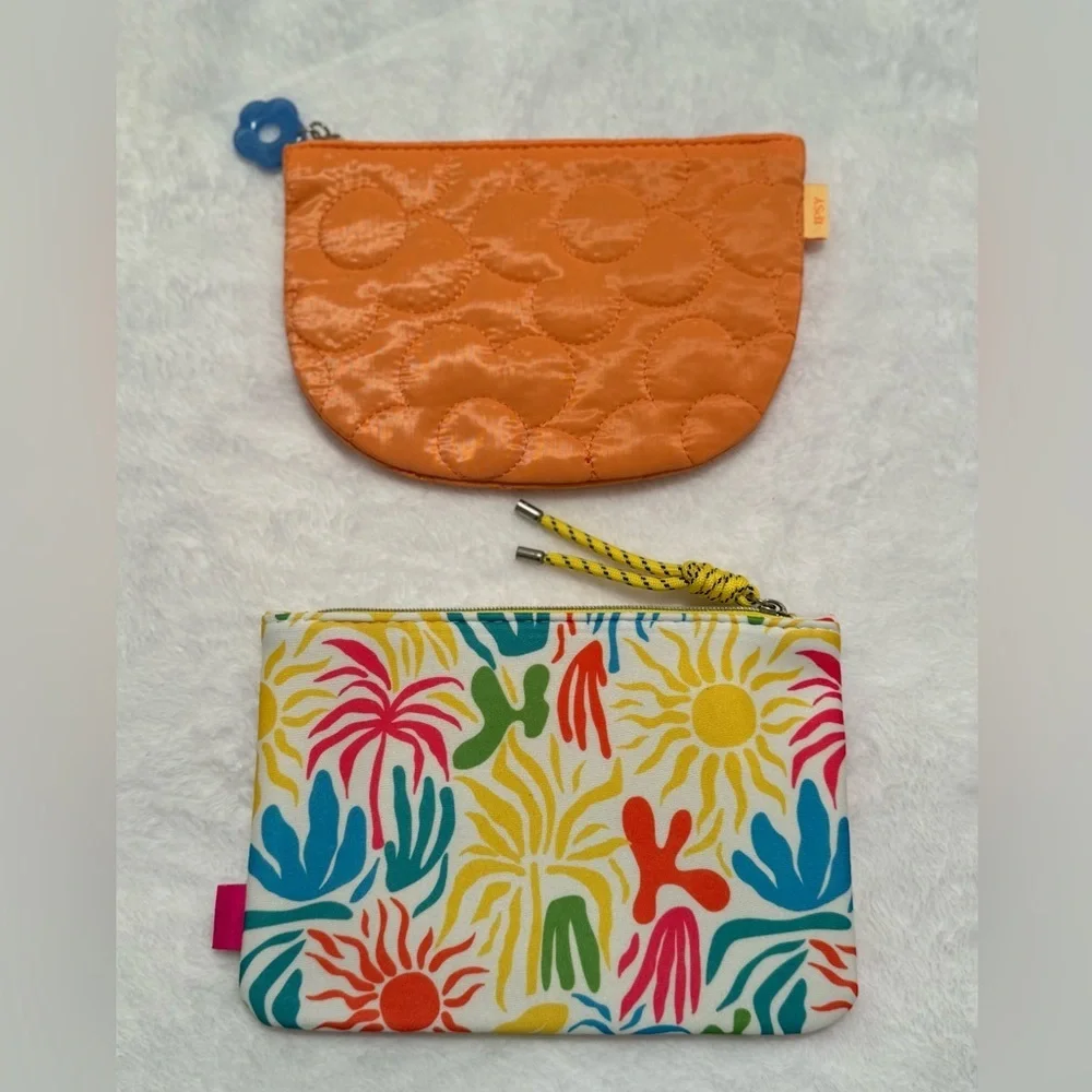 Set of 2 Cosmetic Makeup Bags Summer Colors NWOT